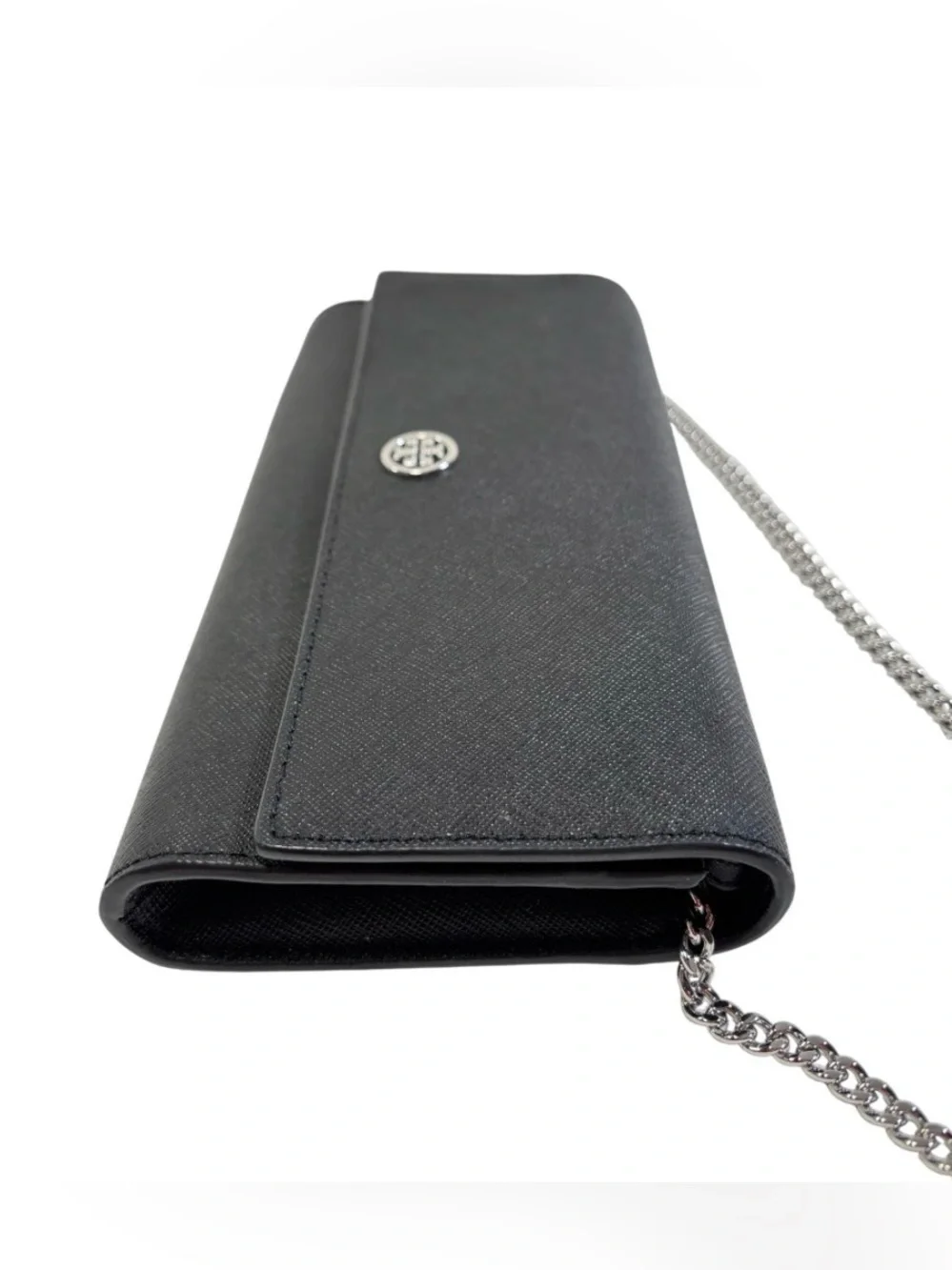 Tory Burch Black Leather Emerson Wallet on Chain Clutch